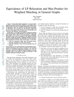 Equivalence of LP Relaxation and Max-Product for Weighted Matching in
  General Graphs