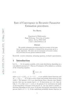 Rate of Convergence in Recursive Parameter Estimation procedures