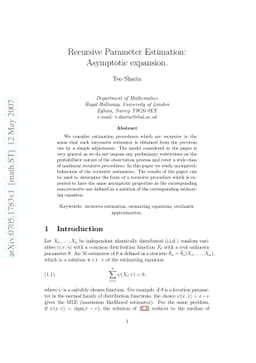 Recursive Parameter Estimation: Asymptotic expansion