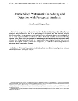 Double Sided Watermark Embedding and Detection with Perceptual Analysis
