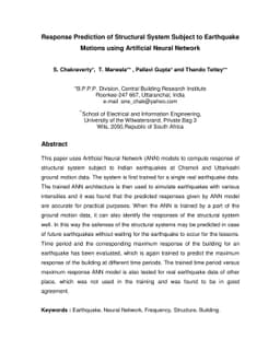 Response Prediction of Structural System Subject to Earthquake Motions
  using Artificial Neural Network