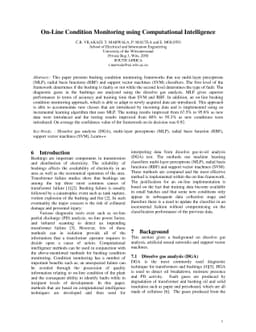 On-Line Condition Monitoring using Computational Intelligence