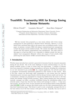 TrustMIX: Trustworthy MIX for Energy Saving in Sensor Networks