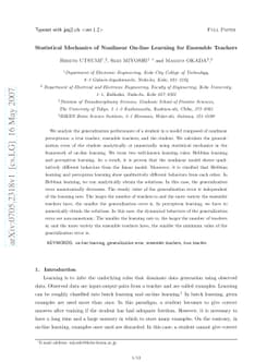Statistical Mechanics of Nonlinear On-line Learning for Ensemble
  Teachers
