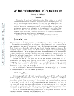 On the monotonization of the training set