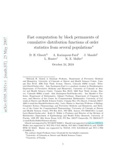 Fast computation by block permanents of cumulative distribution
  functions of order statistics from several populations
