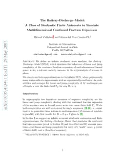 The Battery-Discharge-Model: A Class of Stochastic Finite Automata to
  Simulate Multidimensional Continued Fraction Expansion