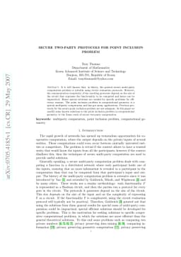 Secure Two-party Protocols for Point Inclusion Problem