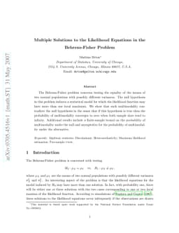 Multiple solutions to the likelihood equations in the Behrens-Fisher
  problem