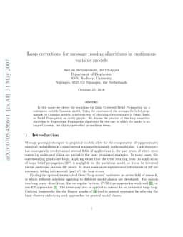Loop corrections for message passing algorithms in continuous variable
  models