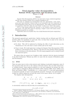 Total singular value decomposition. Robust SVD, regression and
  location-scale
