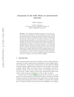 Anonymity in the Wild: Mixes on unstructured networks