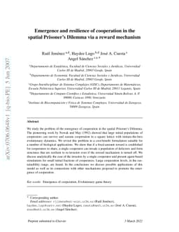 Emergence and resilience of cooperation in the spatial Prisoner's
  Dilemma via a reward mechanism
