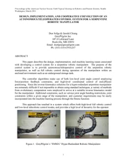 Design, Implementation, and Cooperative Coevolution of an Autonomous/
  Teleoperated Control System for a Serpentine Robotic Manipulator