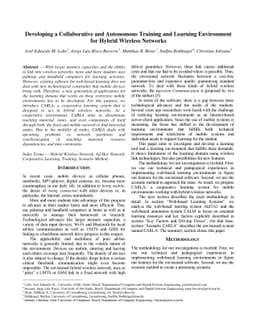 Developing a Collaborative and Autonomous Training and Learning
  Environment for Hybrid Wireless Networks