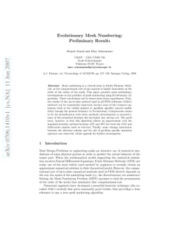 Evolutionary Mesh Numbering: Preliminary Results