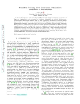 Consistent reasoning about a continuum of hypotheses on the basis of
  finite evidence