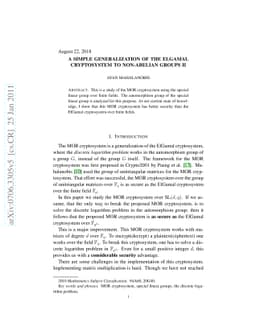 A simple generalization of the ElGamal cryptosystem to non-abelian
  groups II