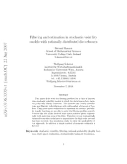 Filtering and estimation in stochastic volatility models with rationally
  distributed disturbances