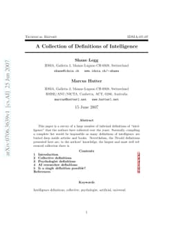 A Collection of Definitions of Intelligence