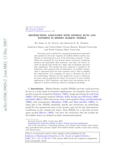 Distributions associated with general runs and patterns in hidden Markov
  models