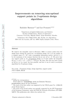 Improvements on removing non-optimal support points in D-optimum design
  algorithms