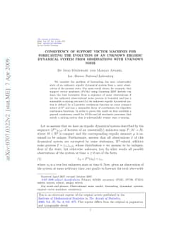 Consistency of support vector machines for forecasting the evolution of
  an unknown ergodic dynamical system from observations with unknown noise
