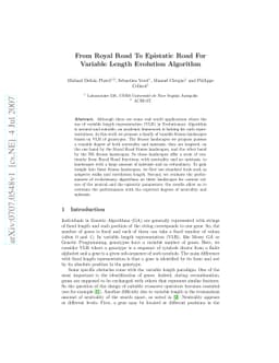 From Royal Road to Epistatic Road for Variable Length Evolution
  Algorithm