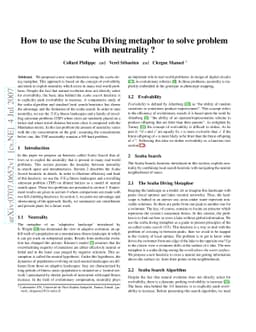 How to use the Scuba Diving metaphor to solve problem with neutrality ?
