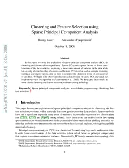 Clustering and Feature Selection using Sparse Principal Component
  Analysis