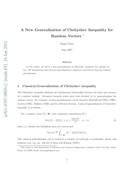 A New Generalization of Chebyshev Inequality for Random Vectors
