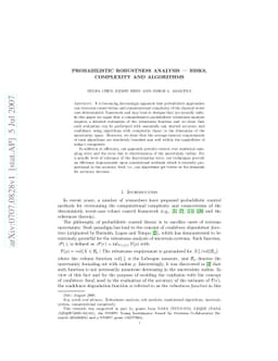 Probabilistic Robustness Analysis -- Risks, Complexity and Algorithms