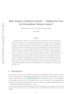 Risk Analysis in Robust Control -- Making the Case for Probabilistic
  Robust Control