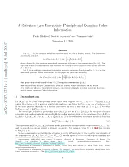 A Robertson-type Uncertainty Principle and Quantum Fisher Information