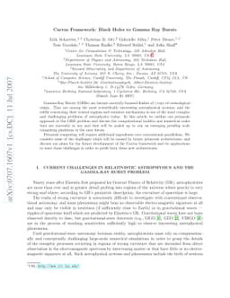 Cactus Framework: Black Holes to Gamma Ray Bursts