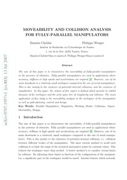Moveability and Collision Analysis for Fully-Parallel Manipulators