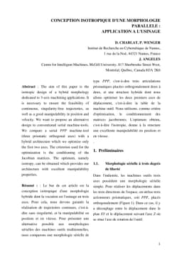 Conception Isotropique DÚne Morphologie ParallÈle : Application à
  LÚsinage