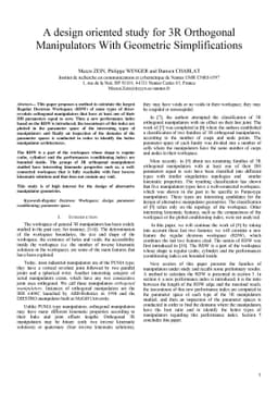 A design oriented study for 3R Orthogonal Manipulators With Geometric
  Simplifications