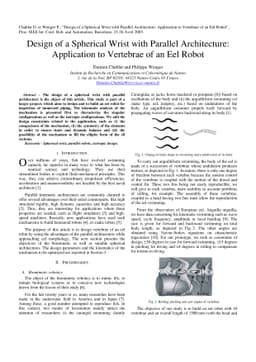 Design of a Spherical Wrist with Parallel Architecture: Application to
  Vertebrae of an Eel Robot