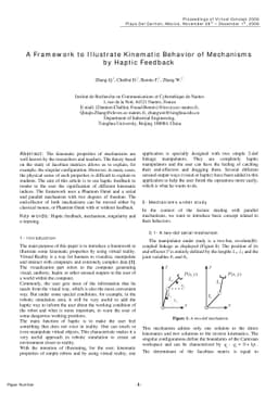 A Framework to Illustrate Kinematic Behavior of Mechanisms by Haptic
  Feedback