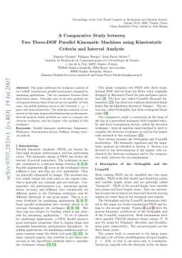 A Comparative Study between Two Three-DOF Parallel Kinematic Machines
  using Kinetostatic Criteria and Interval Analysis