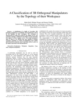 A Classification of 3R Orthogonal Manipulators by the Topology of their
  Workspace