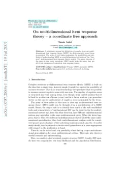 On multidimensional item response theory -- a coordinate free approach