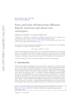 Some particular self-interacting diffusions: Ergodic behaviour and
  almost sure convergence