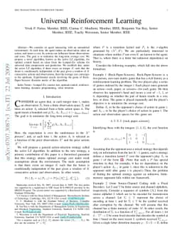 Universal Reinforcement Learning