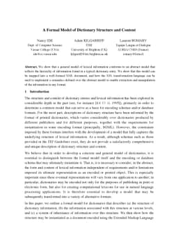 A Formal Model of Dictionary Structure and Content