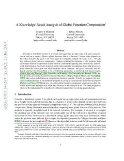 A Knowledge-Based Analysis of Global Function Computation