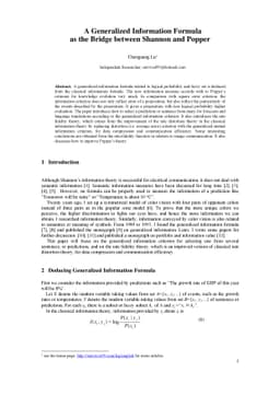 A Generalized Information Formula as the Bridge between Shannon and
  Popper