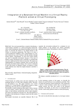 Integration of a Balanced Virtual Manikin in a Virtual Reality Platform
  aimed at Virtual Prototyping
