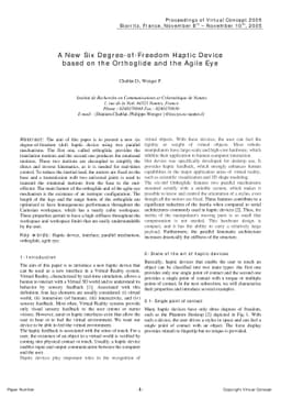 A New Six Degree-of-Freedom Haptic Device based on the Orthoglide and
  the Agile Eye